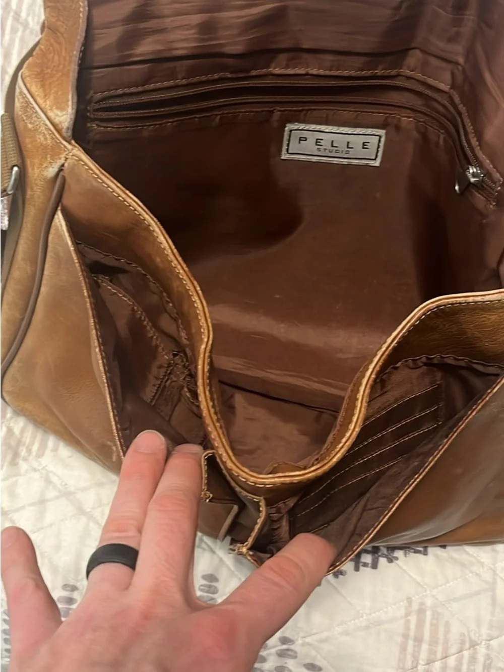 Men's Leather Messenger Bag in Brown with Adjustable Strap